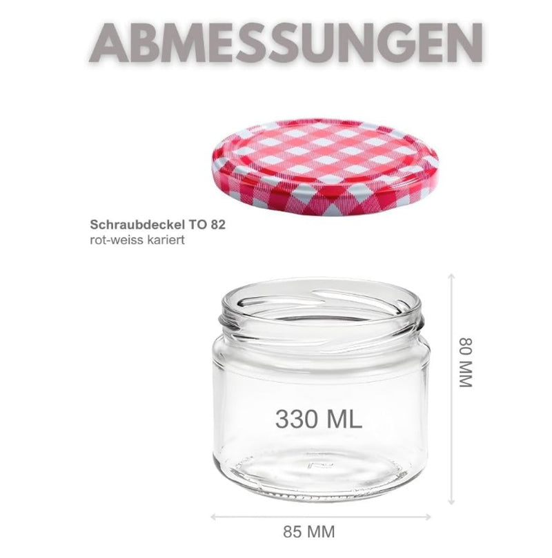 Set of 12 Jam Jars 330 Ml with Lid and Labels