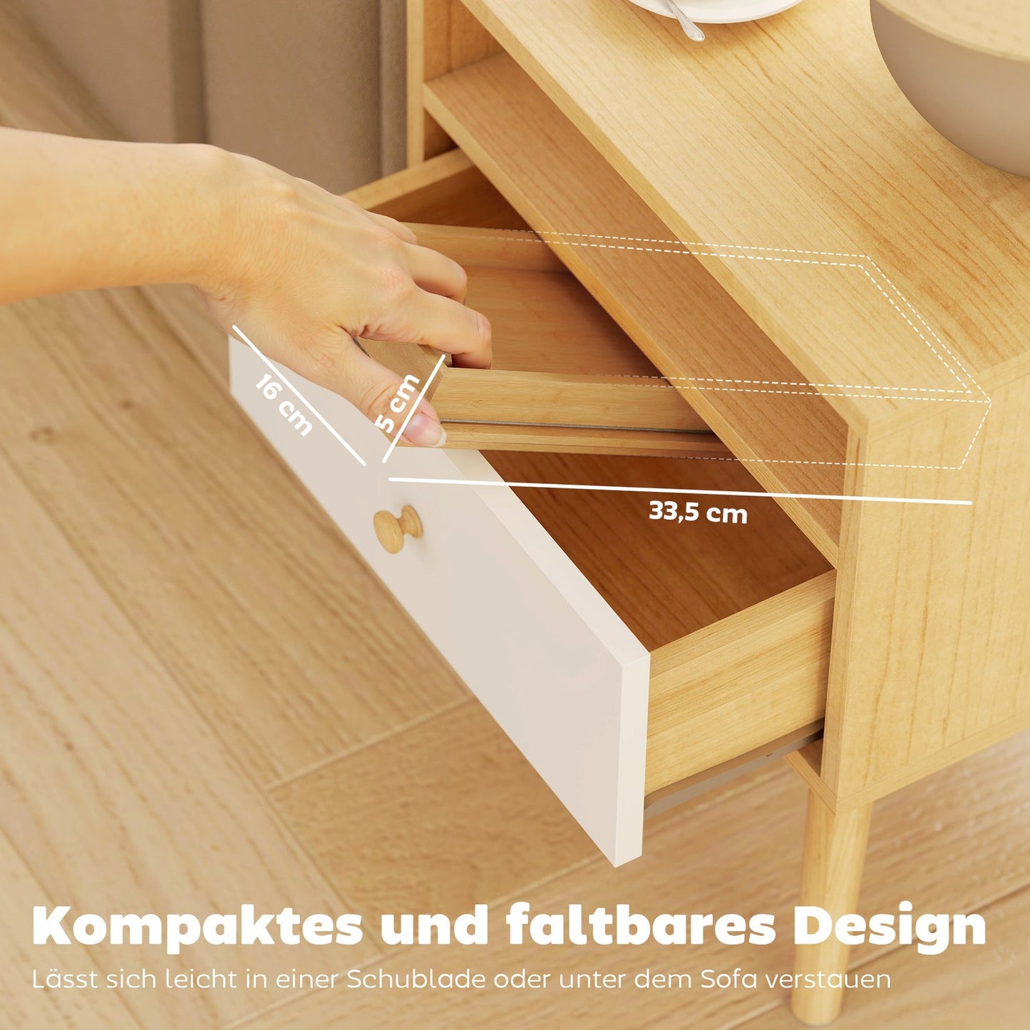 Sofatablett Armlehne Bambus Klappbar Sofa Tablett Mit Getränkehalter Anti-Rutsch