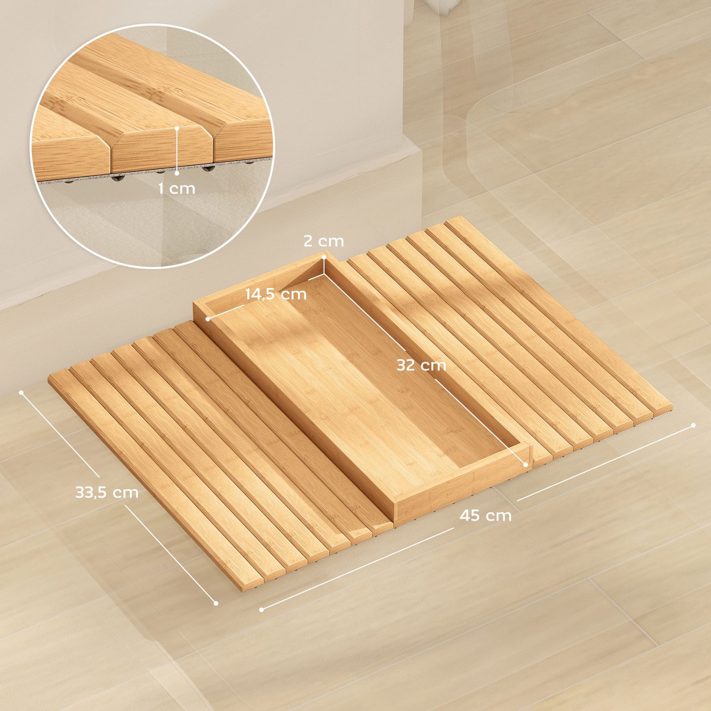 Sofatablett Armlehne Bambus Klappbar Sofa Tablett Mit Getränkehalter Anti-Rutsch