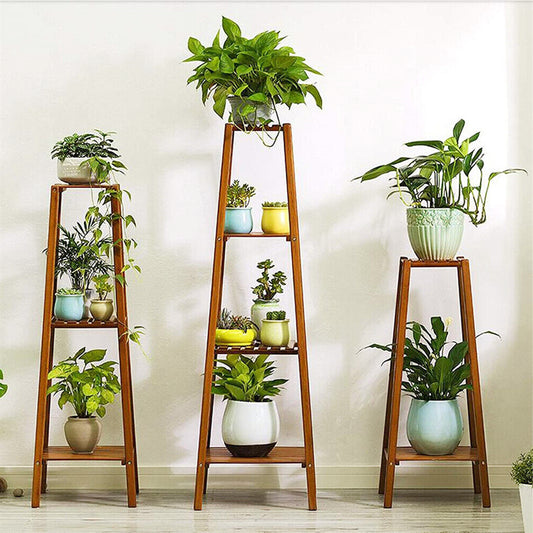 Braun Blumenhocker Eckig Blumenständer Blumensäule Modern Säule Aus Bambus 2/3