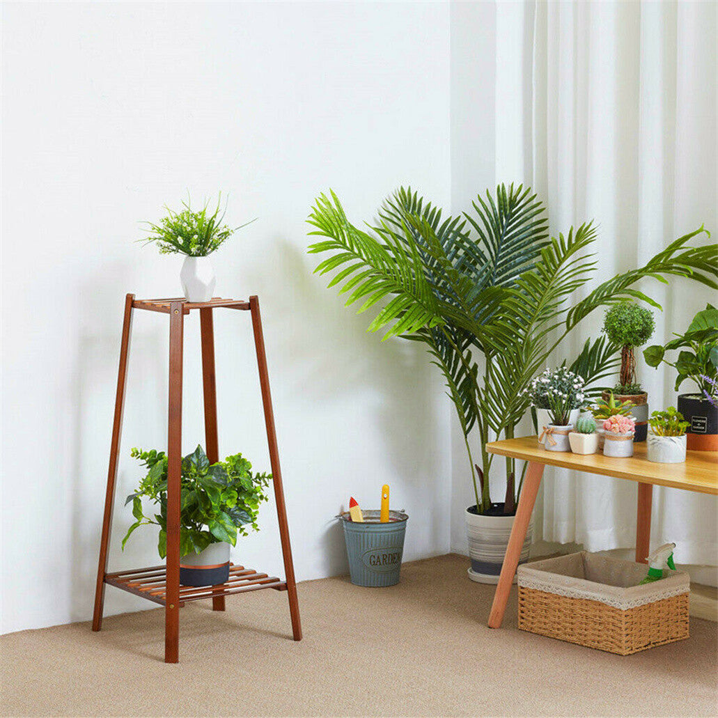 Braun Blumenhocker Eckig Blumenständer Blumensäule Modern Säule Aus Bambus 2/3