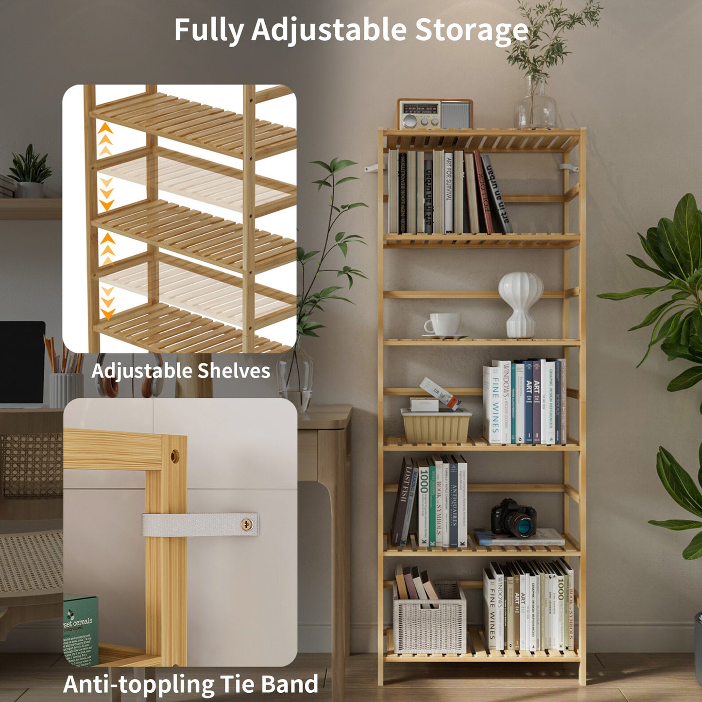 Küchenregal Holzregal Standregal Bambus Vorratsregal Küche Bambusregal Tiefe 25
