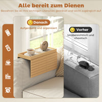 Sofatablett Armlehne Bambus Klappbar Sofa Tablett Mit Getränkehalter Anti-Rutsch