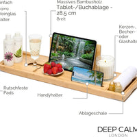 Badewannenablage - Verstellbares Bambus-Badewannenbrett - Rutschfeste Badewannenablage Passend Für Die Meisten Badewannen - Hält Buch, Ipad, Telefon, Glas, Kerze