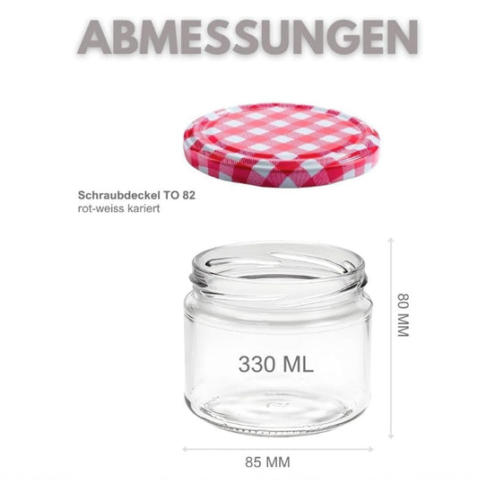 Set of 12 Jam Jars 330 Ml with Lid and Labels