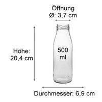 Glass Bottles with 8 Lids Silver with Tags 500Ml X 4