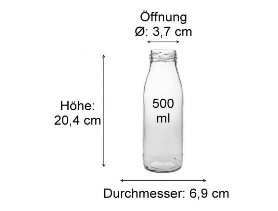 Glass Bottles with 8 Lids Silver with Tags 500Ml X 4