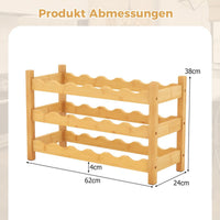 3 Ebenen Weinregal Bambus Weinständer Für 18 Flaschen 62 X 24 X 38 Cm Natur