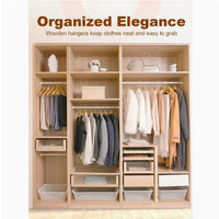 Wooden Hangers 10 Pack, Solid Wood Hanger with Non Slip Pant Bar, Heavy Duty