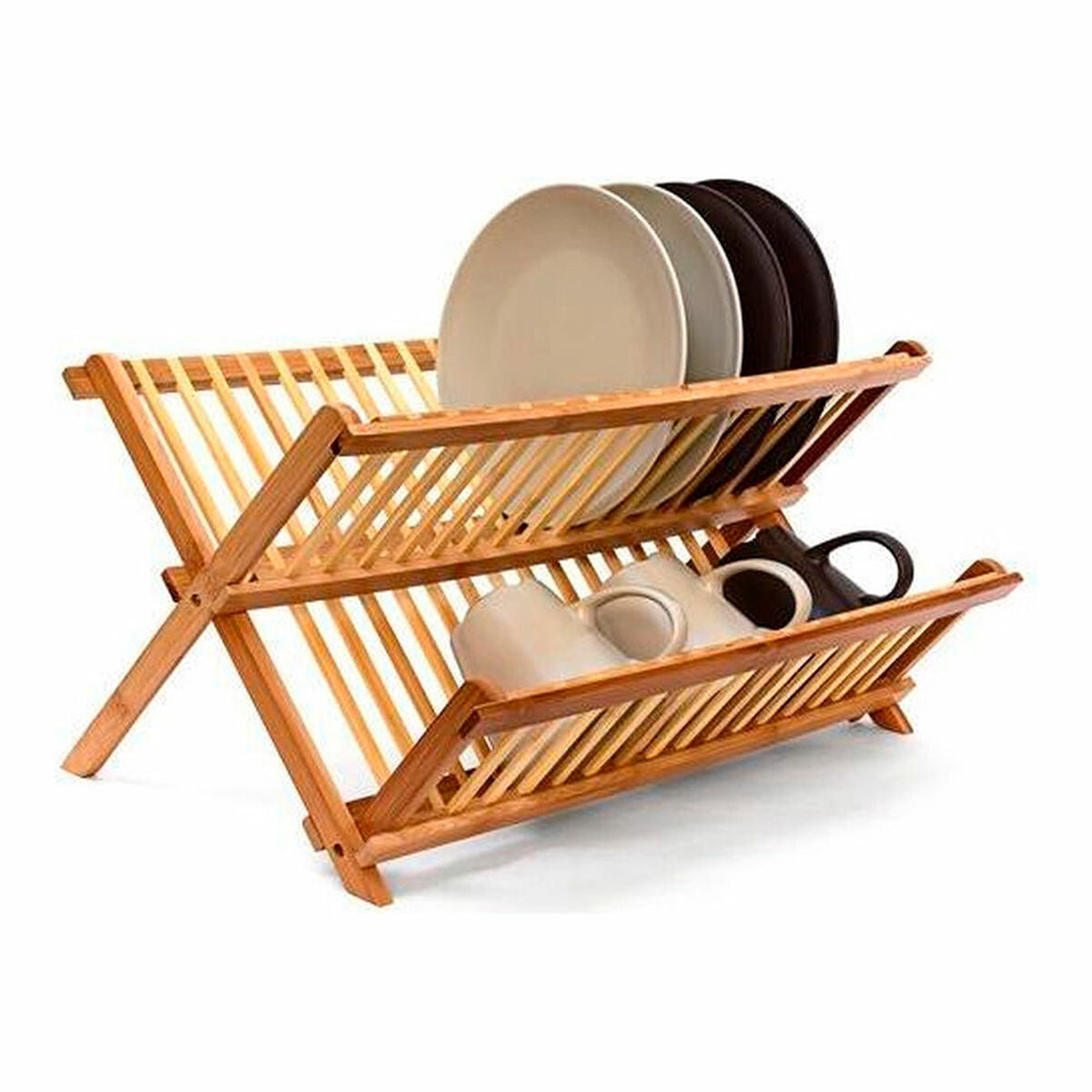 Draining Rack for Kitchen Sink 5five Foldable Natural Bamboo (42 x