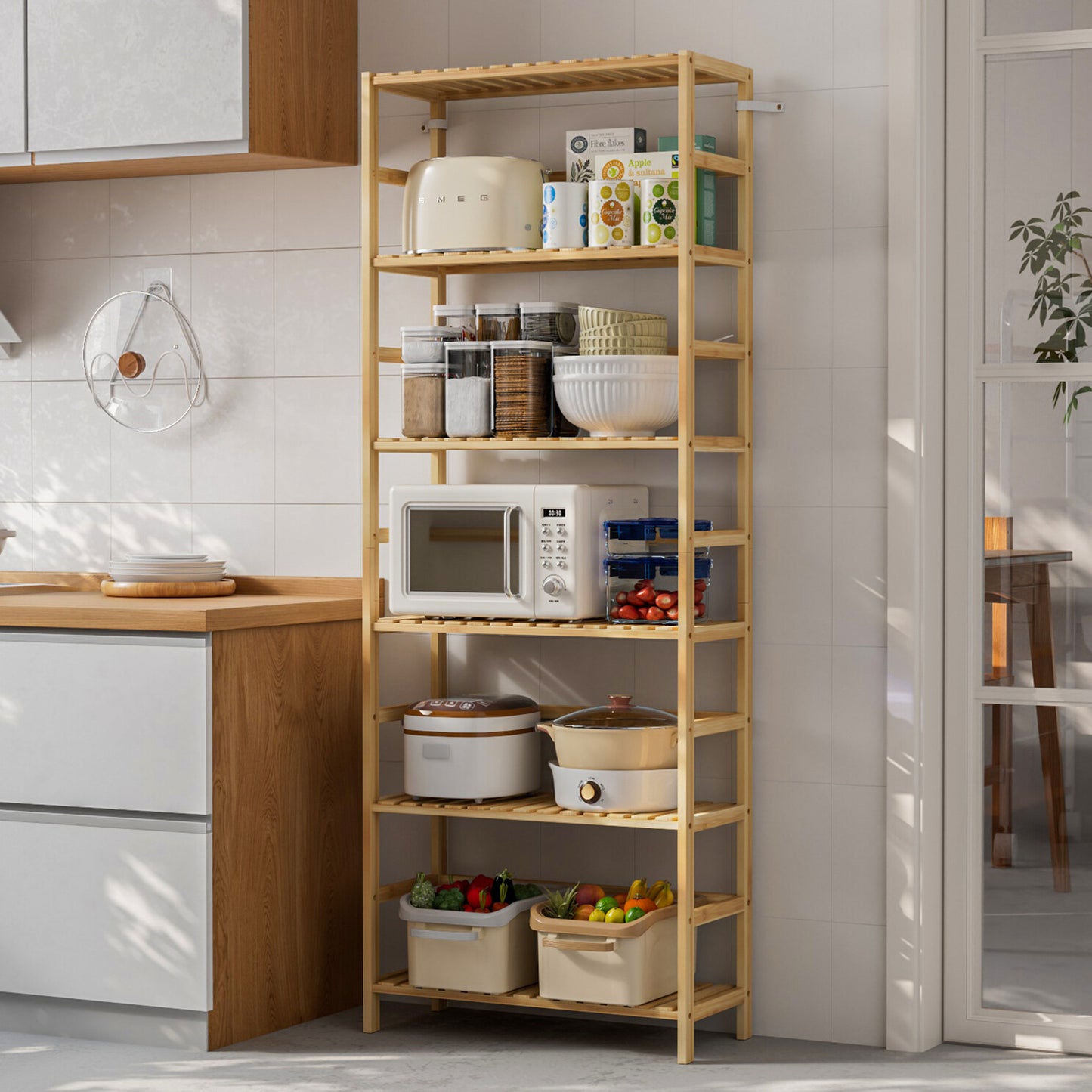 Küchenregal Holzregal Standregal Bambus Vorratsregal Küche Bambusregal Tiefe 25