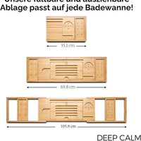 Badewannenablage - Verstellbares Bambus-Badewannenbrett - Rutschfeste Badewannenablage Passend Für Die Meisten Badewannen - Hält Buch, Ipad, Telefon, Glas, Kerze