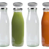 Glass Bottles with 8 Lids Silver with Tags 500Ml X 4