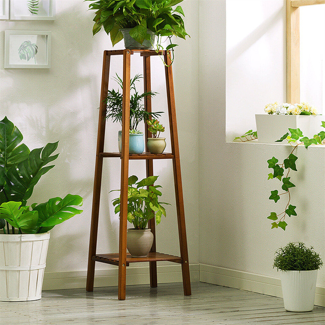 Braun Blumenhocker Eckig Blumenständer Blumensäule Modern Säule Aus Bambus 2/3