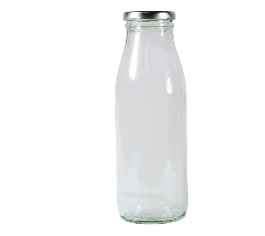 Glass Bottles with 8 Lids Silver with Tags 500Ml X 4