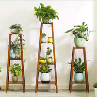 Braun Blumenhocker Eckig Blumenständer Blumensäule Modern Säule Aus Bambus 2/3