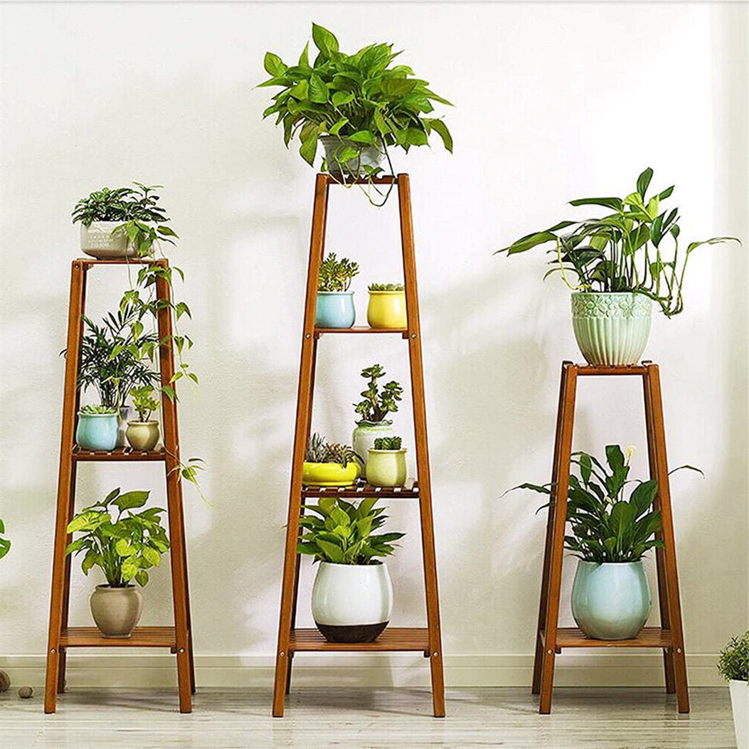 Braun Blumenhocker Eckig Blumenständer Blumensäule Modern Säule Aus Bambus 2/3