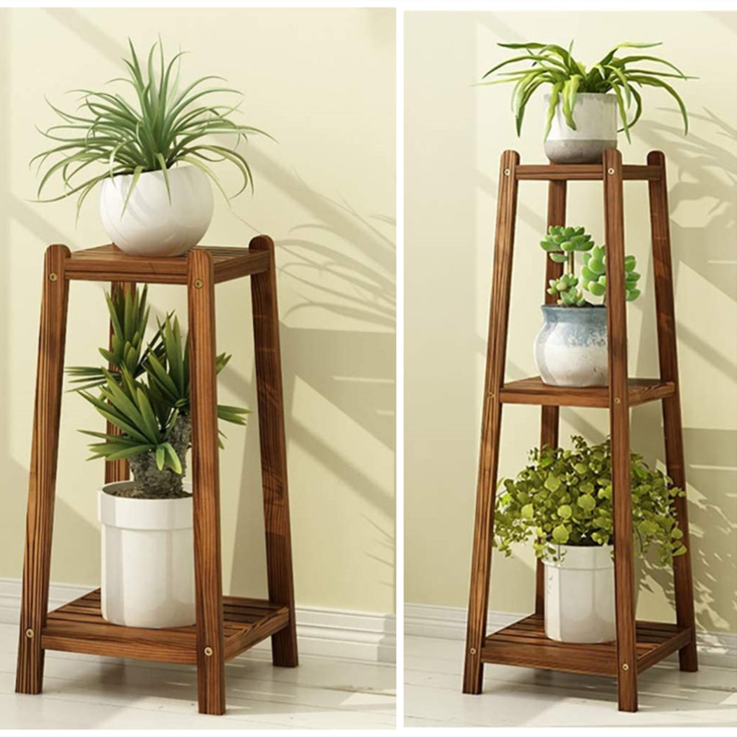 Braun Blumenhocker Eckig Blumenständer Blumensäule Modern Säule Aus Bambus 2/3