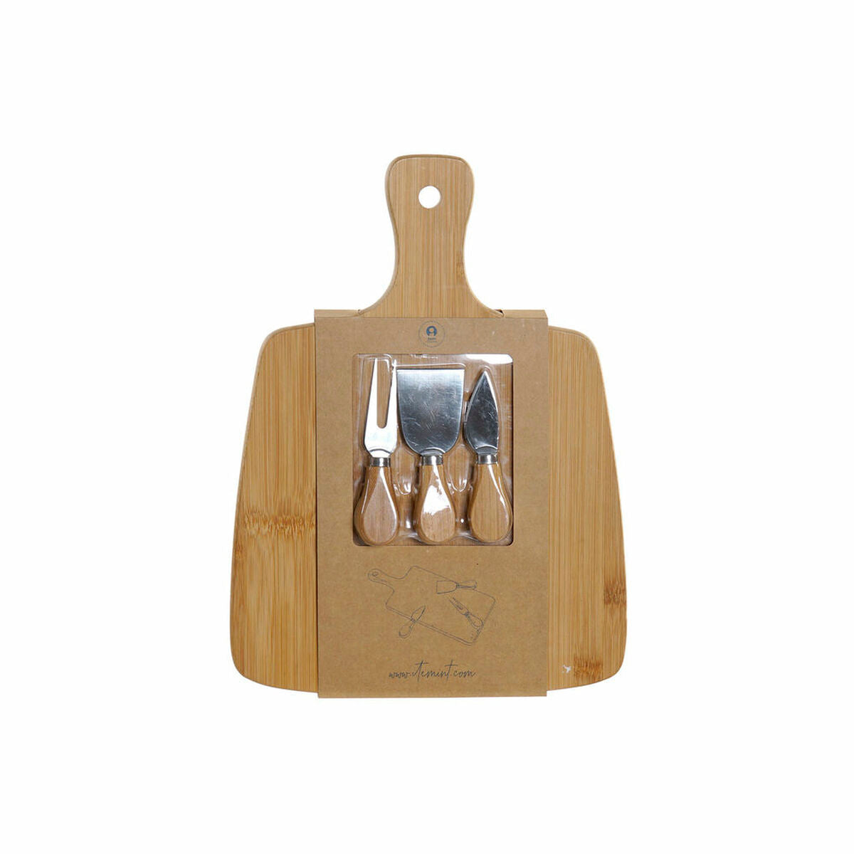 Cutting board DKD Home Decor Natural Metal Bamboo Stainless steel