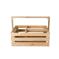 Solid Wood Storage Box with Handle and 3 Compartments