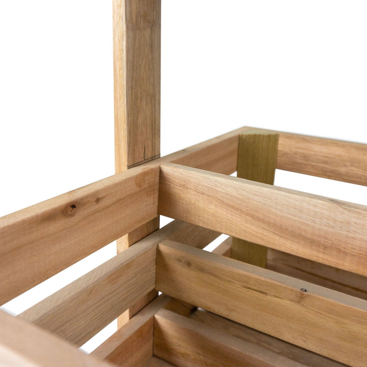 Solid Wood Storage Box with Handle and 3 Compartments