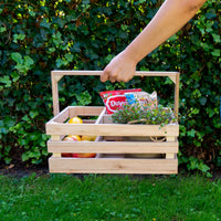 Solid Wood Storage Box with Handle and 3 Compartments