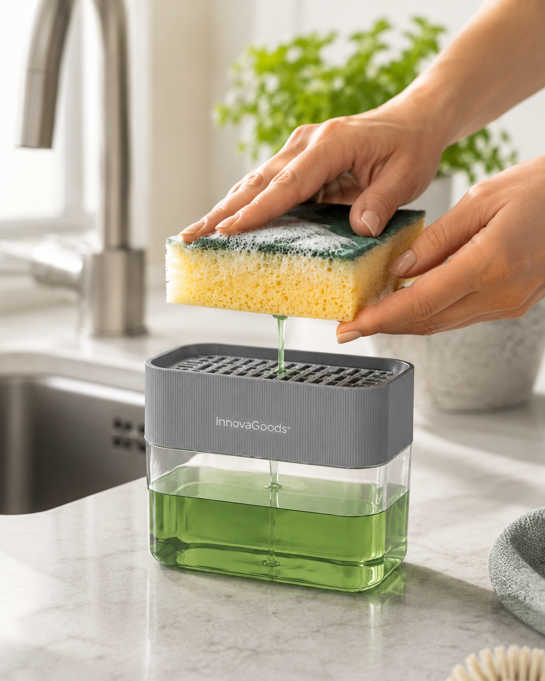 2-in-1 Soap Dispenser for the Kitchen Sink Pushoap InnovaGoods