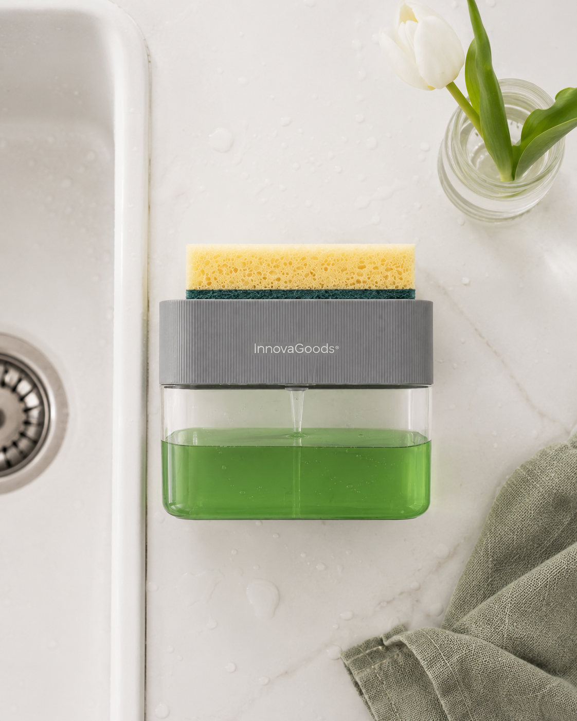 2-in-1 Soap Dispenser for the Kitchen Sink Pushoap InnovaGoods