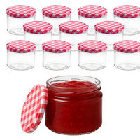 Set of 12 Jam Jars 330 Ml with Lid and Labels