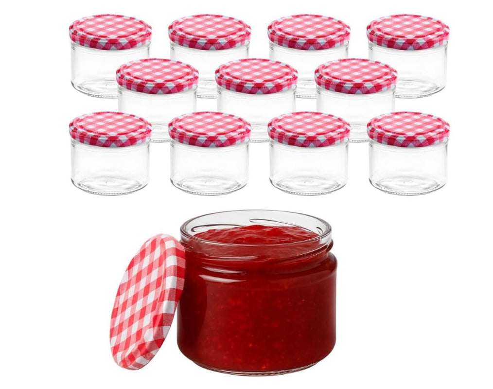 Set of 12 Jam Jars 330 Ml with Lid and Labels