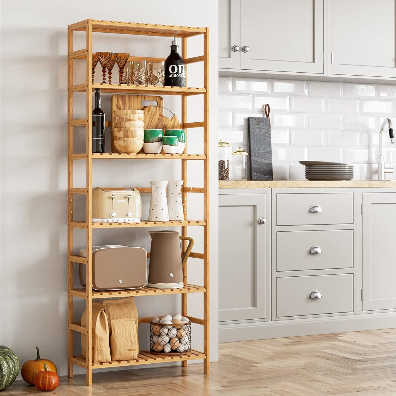 Küchenregal Holzregal Standregal Bambus Vorratsregal Küche Bambusregal Tiefe 25