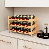 3 Ebenen Weinregal Bambus Weinständer Für 18 Flaschen 62 X 24 X 38 Cm Natur