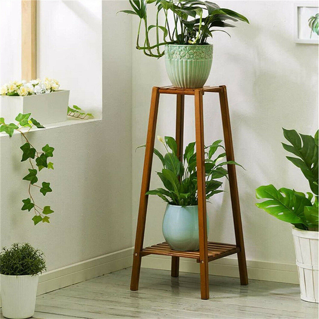 Braun Blumenhocker Eckig Blumenständer Blumensäule Modern Säule Aus Bambus 2/3