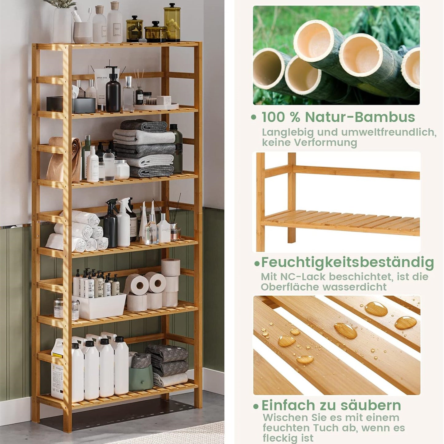 Küchenregal Holzregal Standregal Bambus Vorratsregal Küche Bambusregal Tiefe 25