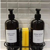 2-Piece Dish Soap Dispenser Set with Metal Stand Kitchen Bathroom Coun