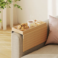 Sofatablett Armlehne Bambus Klappbar Sofa Tablett Mit Getränkehalter Anti-Rutsch