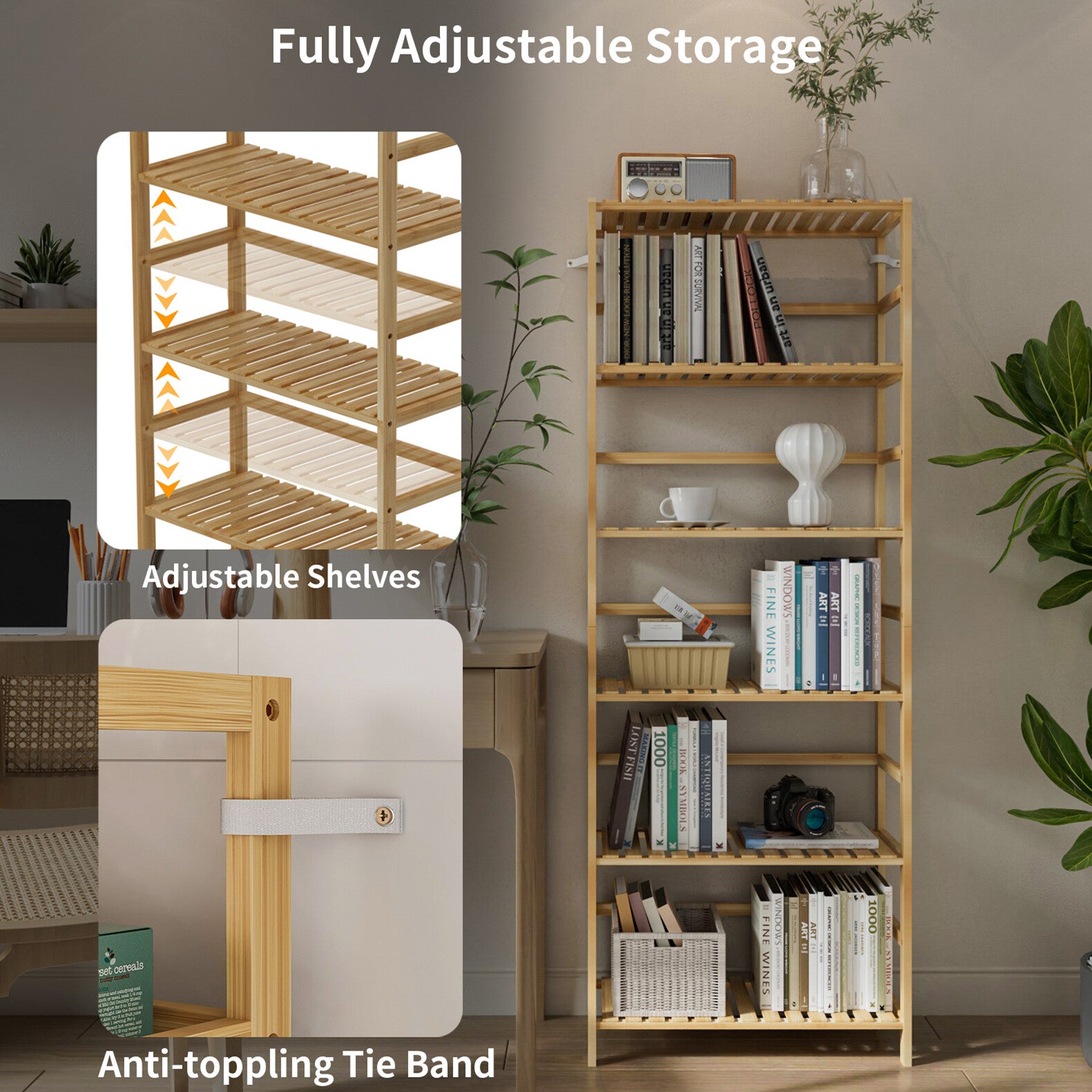 Küchenregal Holzregal Standregal Bambus Vorratsregal Küche Bambusregal Tiefe 25