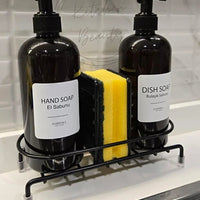 2-Piece Dish Soap Dispenser Set with Metal Stand Kitchen Bathroom Coun